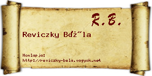 Reviczky Béla névjegykártya